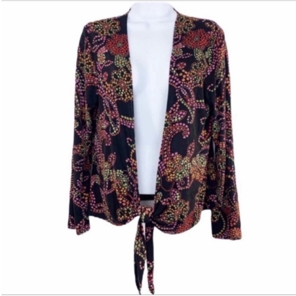WERT END paisley front tie cardigan top M